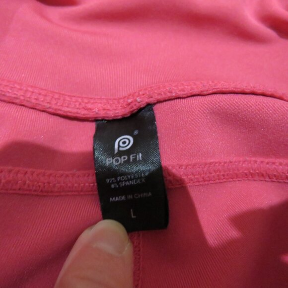 POP FIT Mesh Fishnet Pocket 7/8 Length Leggings in Pink Athleisure Gym Workout - Picture 13 of 13